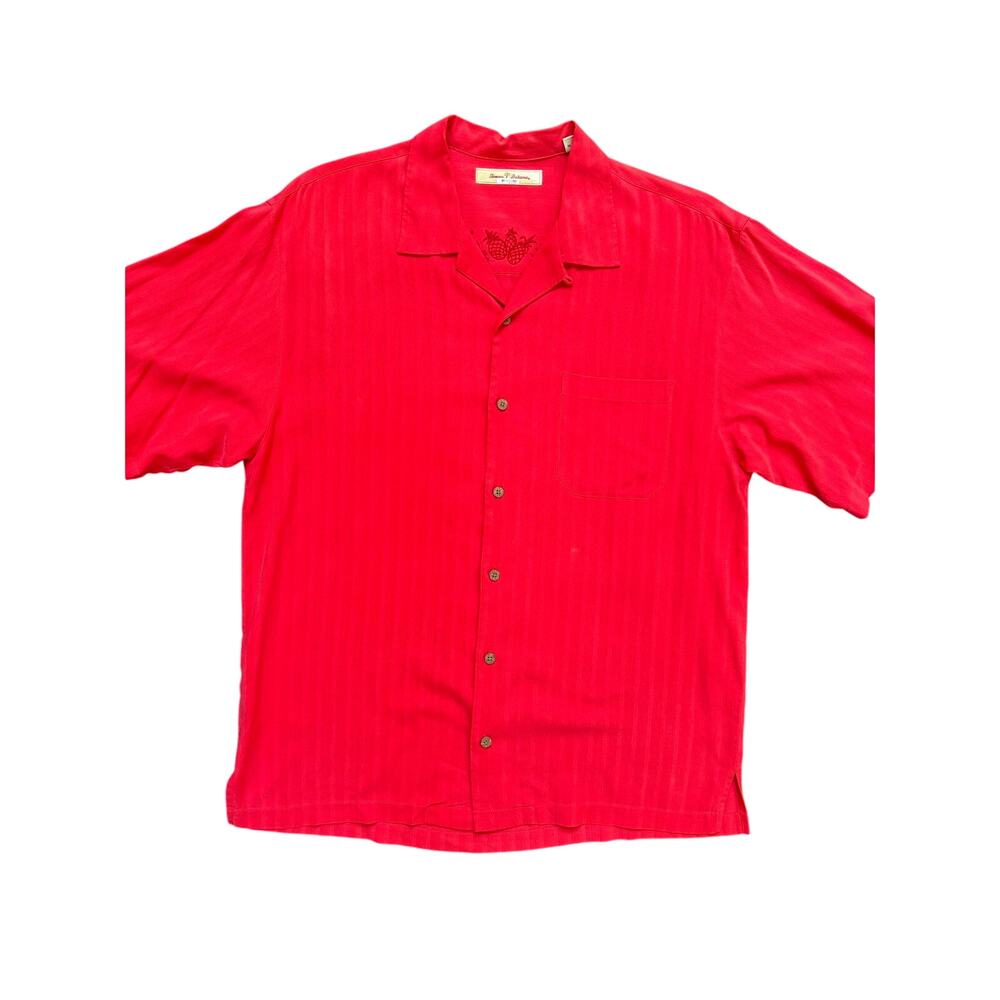 Tommy Bahama 100% Silk Red Button Up, Size L
